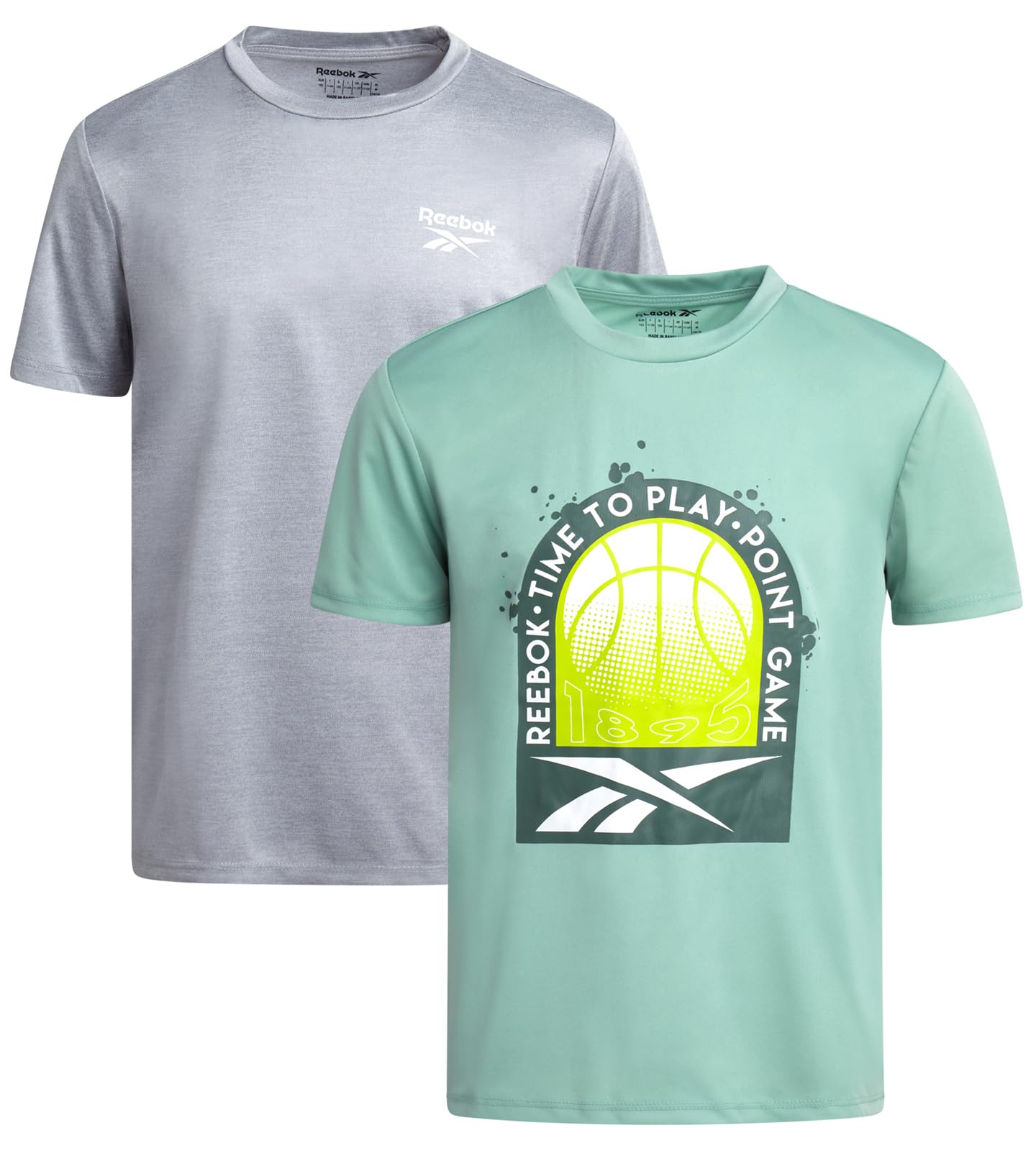 Reebok Boys Shirts - 2 Pack Active Performance Dry Fit T Shirts for Boys - Athletic Training Tops for Kids (8-20)